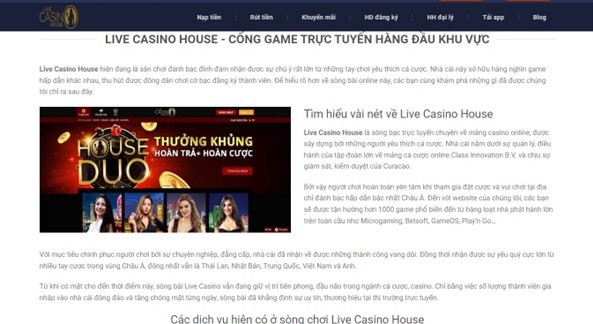 Đăng ký tại Live Casino House